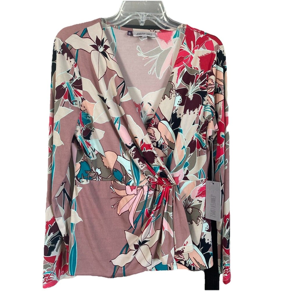 Jennifer Lopez Top NWT New With Tags Large Floral Multi Stretch Originally $60